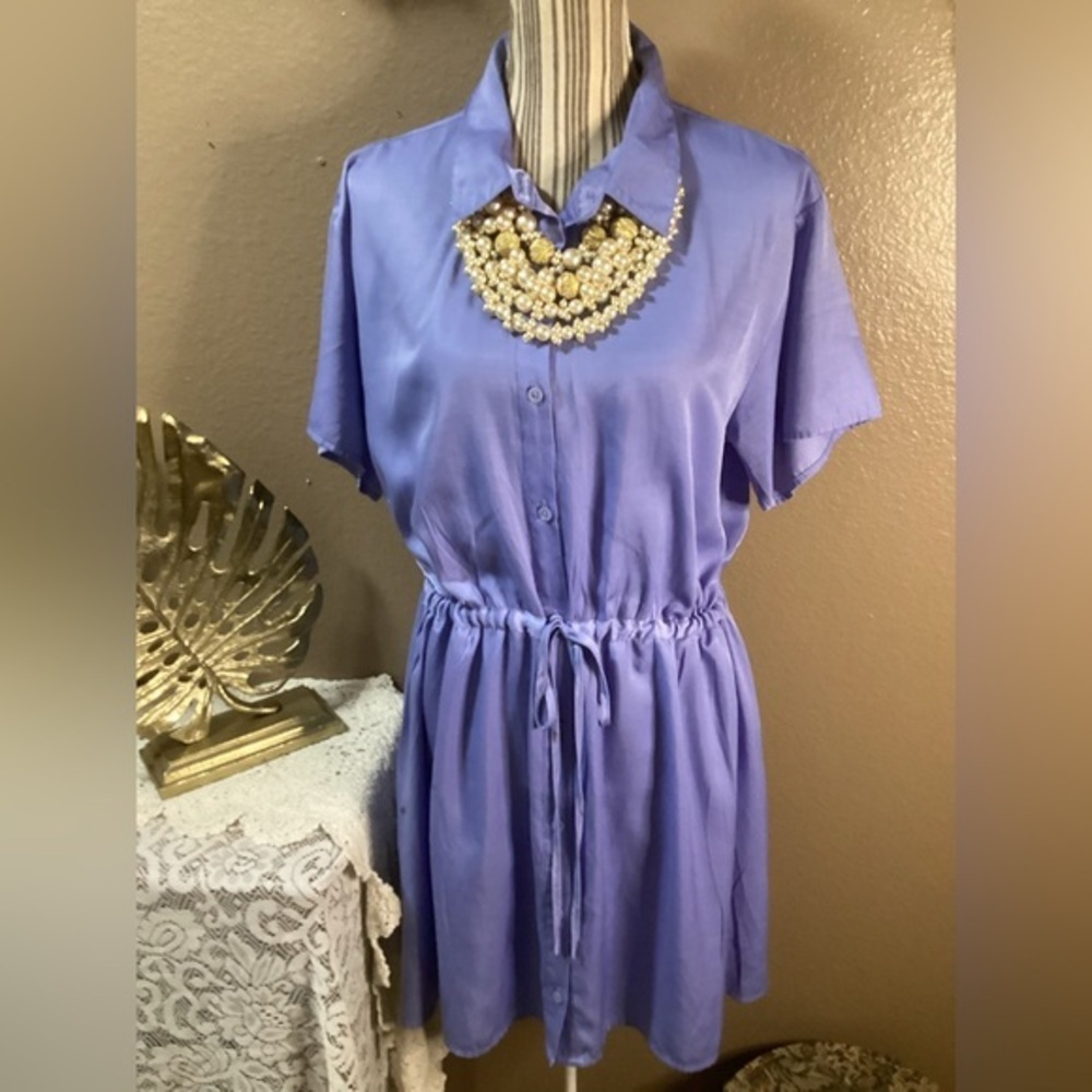 Nine West Purple Buttoned Smocked Midi Dress size XL